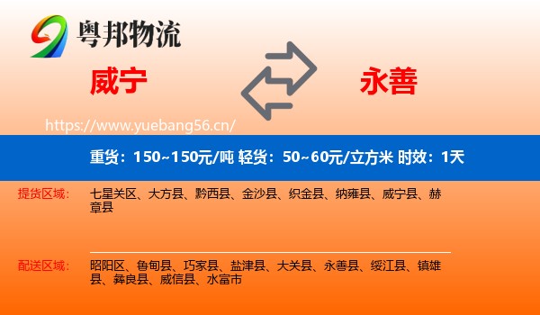威宁到永善县物流专线名片