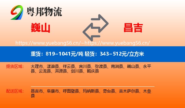 巍山到昌吉物流