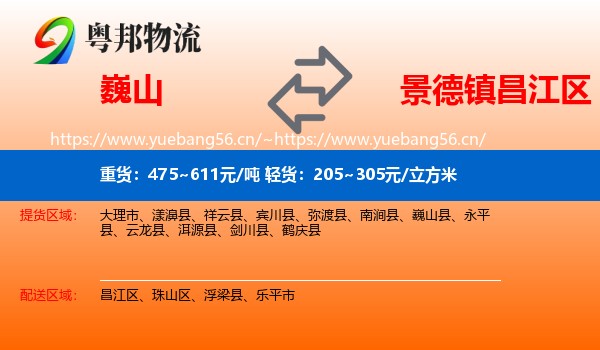 巍山到昌江区物流