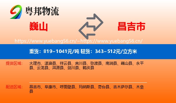 巍山到昌吉市物流