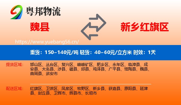 魏县到红旗区物流专线名片