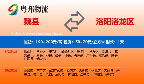 魏县到洛龙区物流专线名片