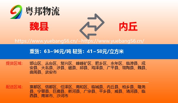 魏县到内丘县物流