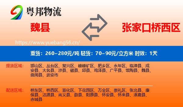 魏县到桥西区物流专线名片