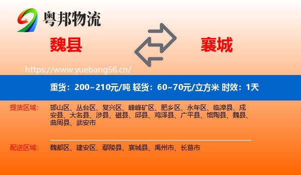 魏县到襄城县物流专线名片