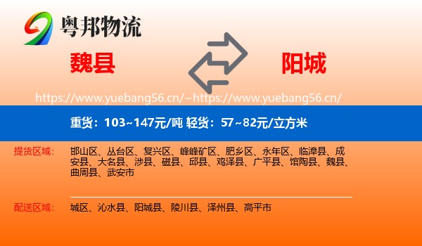 魏县到阳城县物流