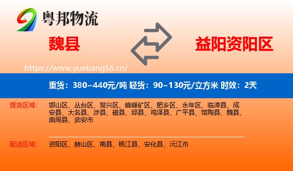 魏县到资阳区物流专线名片
