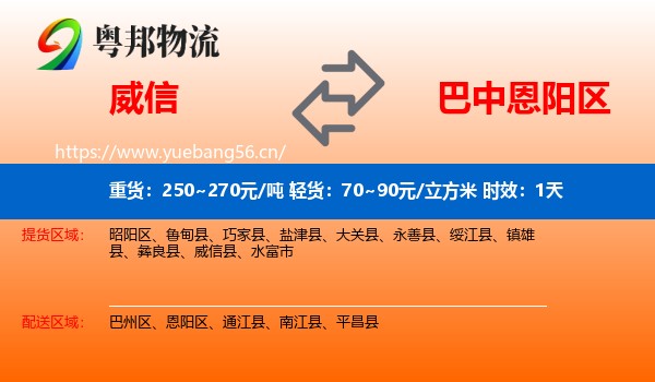 威信到恩阳区物流专线名片
