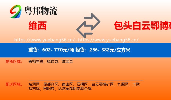 维西到白云鄂博矿区物流