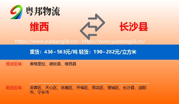 维西到长沙县物流