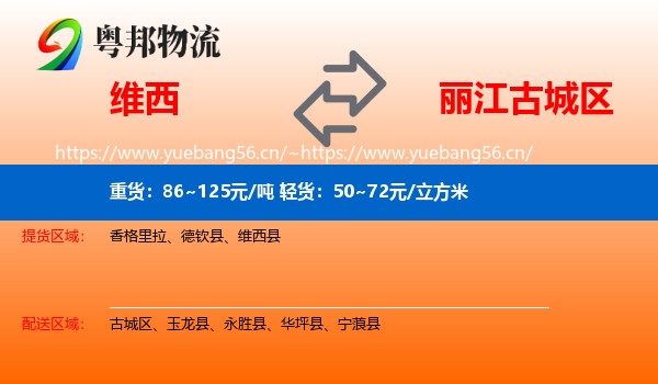 维西县到古城区物流专线