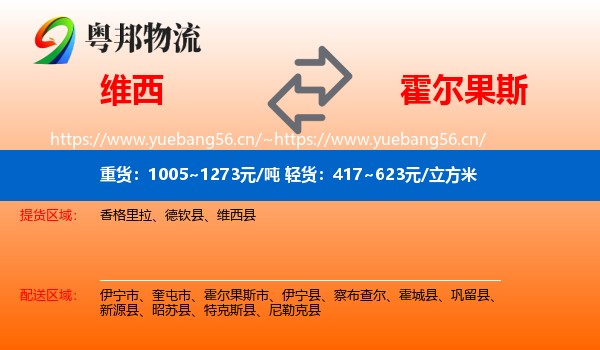 维西县到霍尔果斯市物流专线
