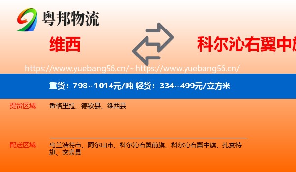 维西县到科尔沁右翼中旗物流专线