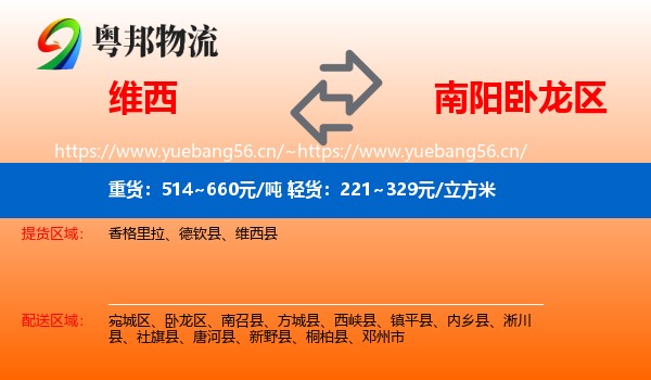 维西到卧龙区物流