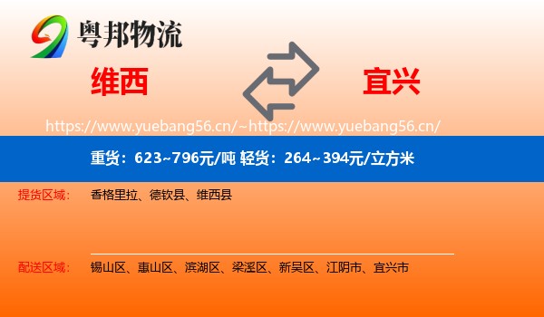 维西到宜兴市物流