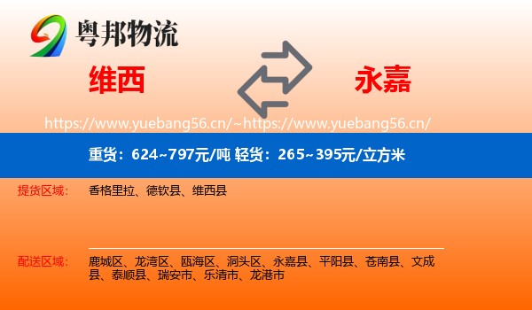 维西到永嘉县物流