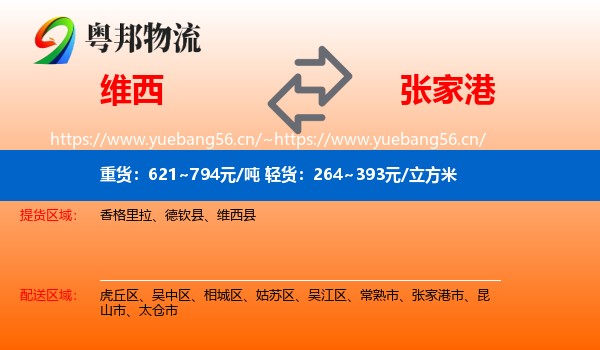 维西到张家港市物流