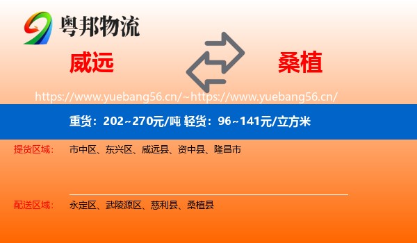 威远到桑植县物流