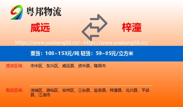 威远到梓潼县物流