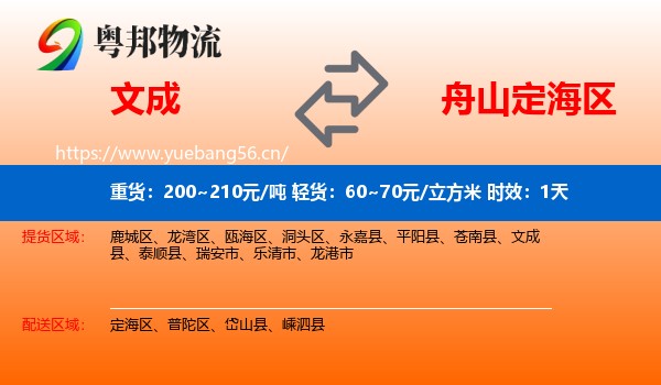 文成到定海区物流专线名片