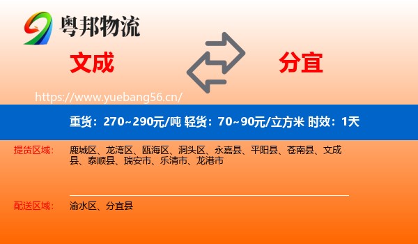 文成到分宜县物流专线名片