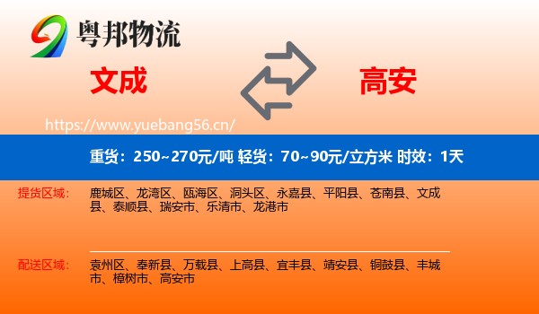 文成到高安市物流专线名片