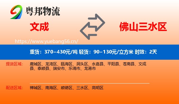 文成到三水区物流专线名片