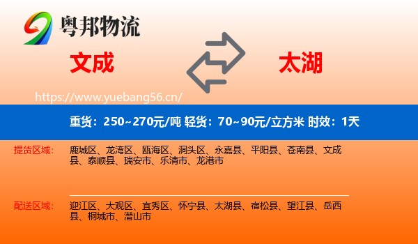 文成到太湖县物流专线名片