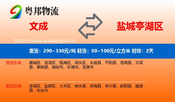 文成到亭湖区物流专线名片