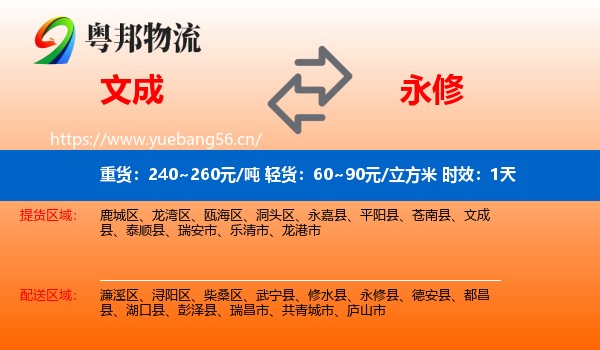 文成到永修县物流专线名片