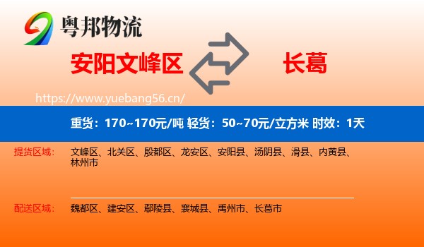 安阳文峰区到长葛市物流专线名片