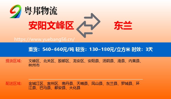 安阳文峰区到东兰县物流专线名片