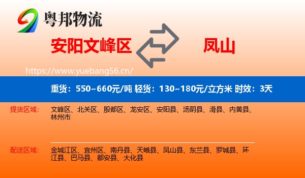 安阳文峰区到凤山县物流专线名片