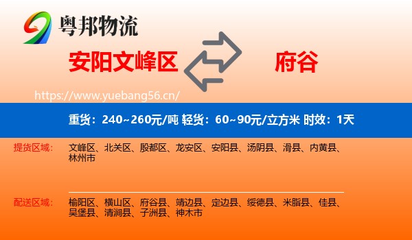 安阳文峰区到府谷县物流专线名片