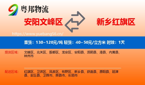 安阳文峰区到红旗区物流专线名片