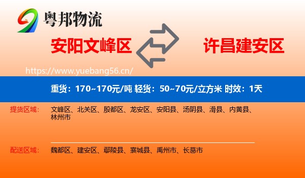安阳文峰区到建安区物流专线名片