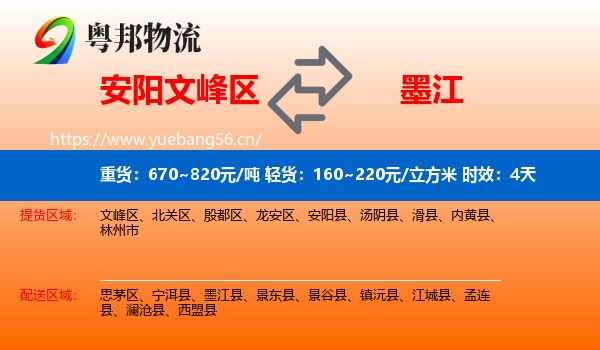 安阳文峰区到墨江县物流专线名片
