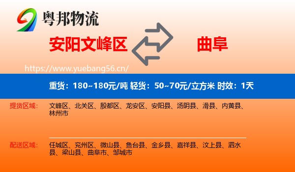 安阳文峰区到曲阜市物流专线名片