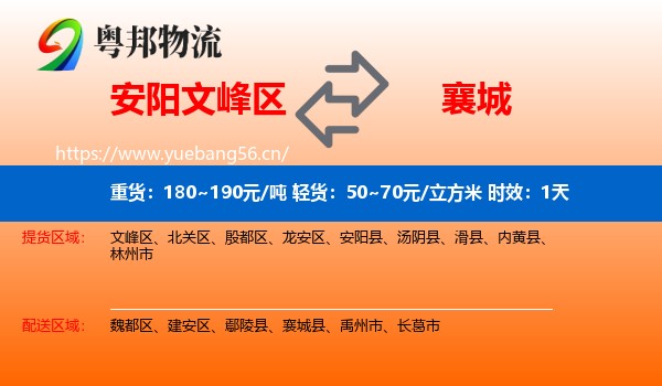 安阳文峰区到襄城县物流专线名片