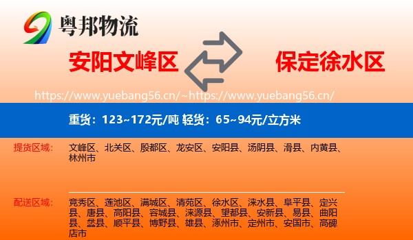 安阳文峰区到徐水区物流