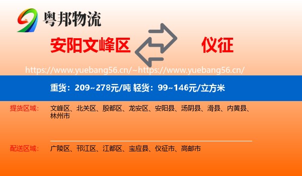 安阳文峰区到仪征市物流