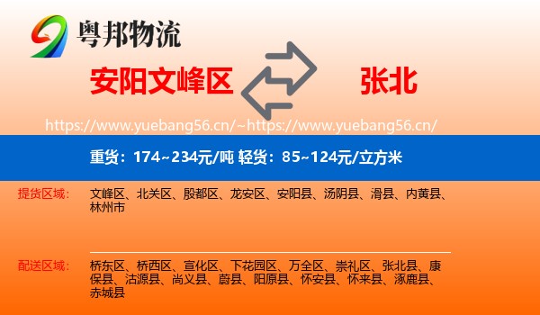 安阳文峰区到张北县物流
