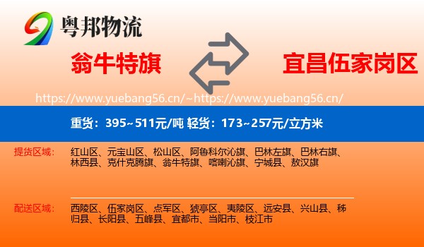翁牛特旗到伍家岗区物流