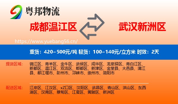 成都温江区到新洲区物流专线名片