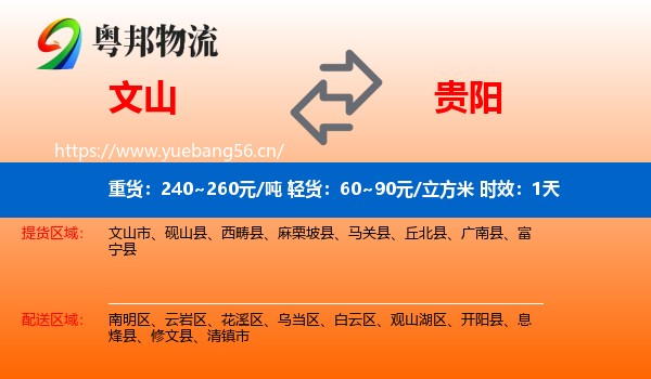 文山到贵阳物流专线名片