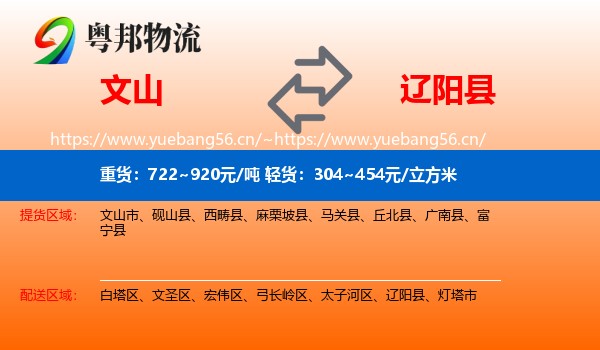 文山到辽阳县物流
