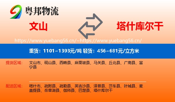 文山到塔什库尔干物流