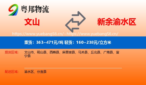 文山到渝水区物流
