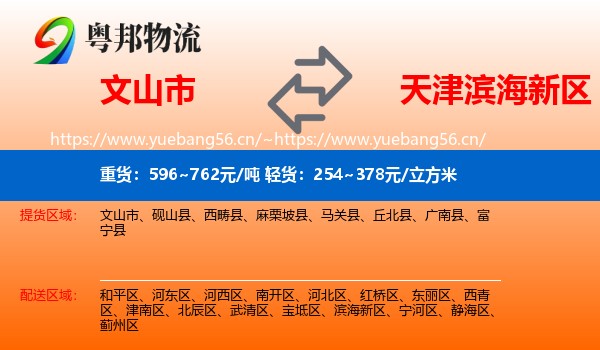 文山市到滨海新区物流