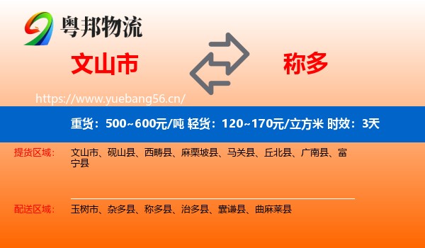 文山市到称多县物流专线名片